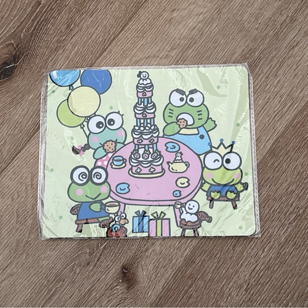 Keroppi Frog Party mouse pad- Green Cartoon Birthday Design